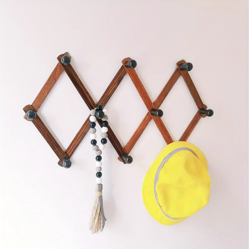 1 X-Shaped Wooden Wall Hanger, Expandable Hanger, Accordion Design, Hook, Used For Hanging And Storing Umbrellas, Hats, Wallets