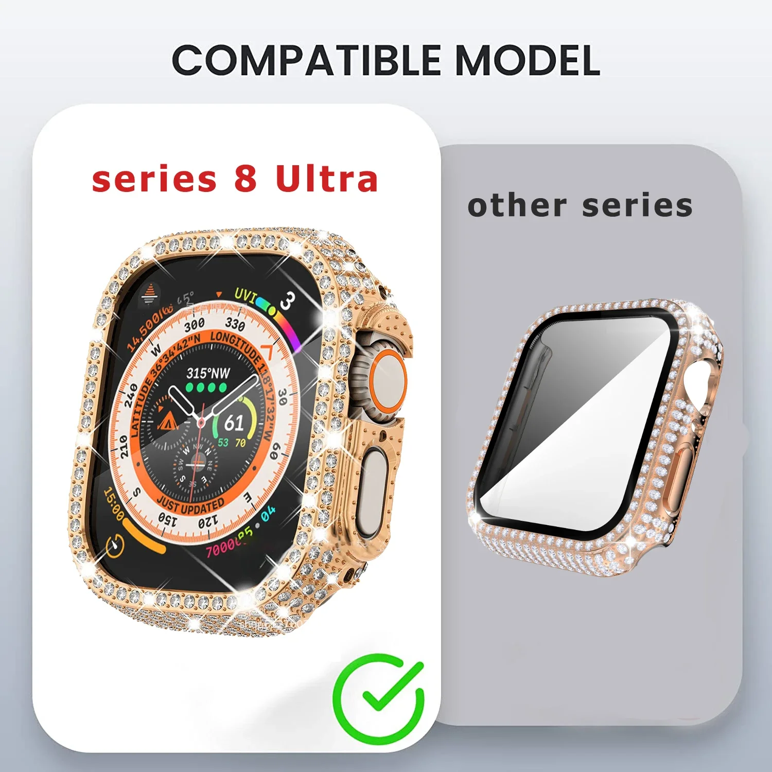 Luxurious Diamond-Embedded Tempered Glass Watch Case Cover
