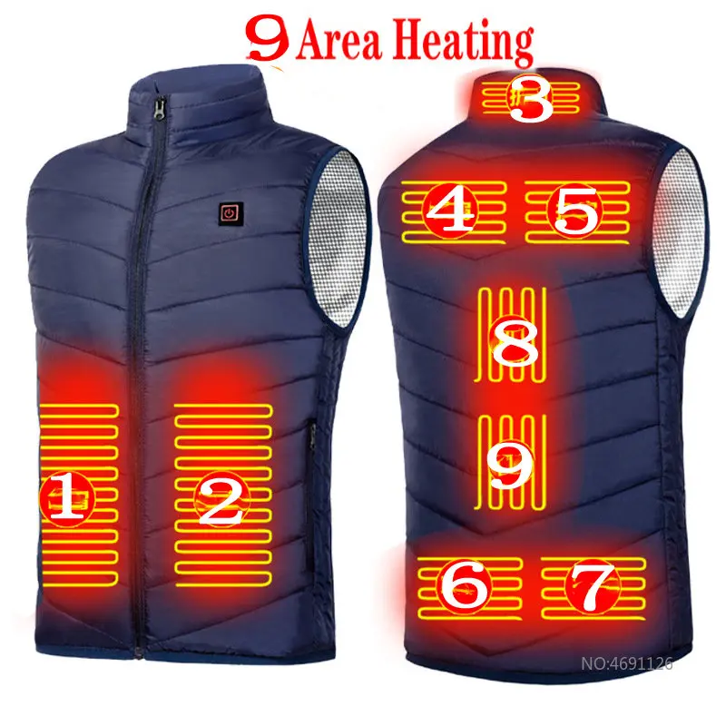 Chaqueta con calefacción por Usb de 17 áreas para hombre y mujer, chaleco eléctrico calefactor, chaleco calefactor, chaleco calefactor interno con Usb, Veste Chauffante