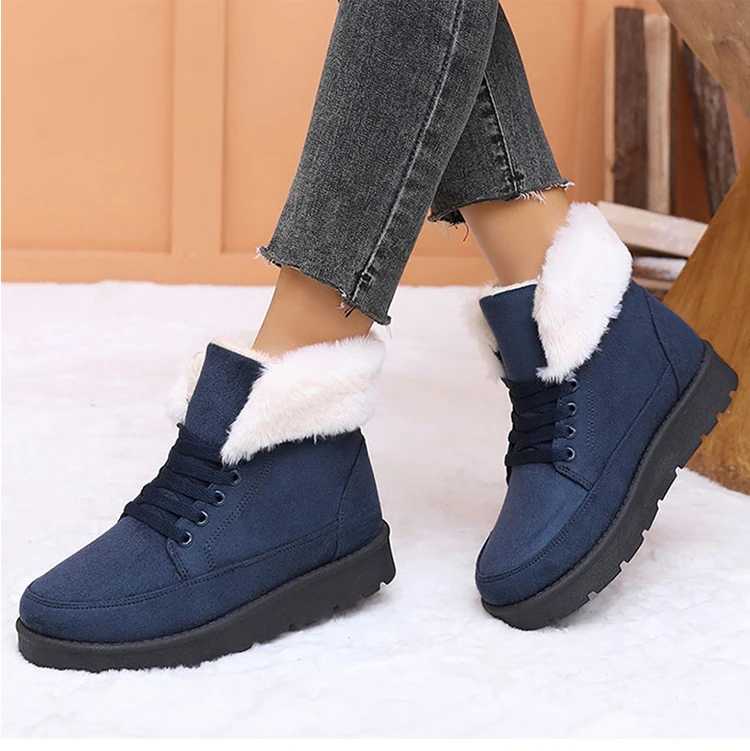 Women's Winter Snow Boots With Fur Lining And Low Heels_voghion.com
