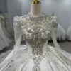 Luxury Customized Wedding Dress Princess Stain Sequin Applique Long Sleeves Ball Gown Lace Up Back Bridal Gown Vestido De Novia XS118 5