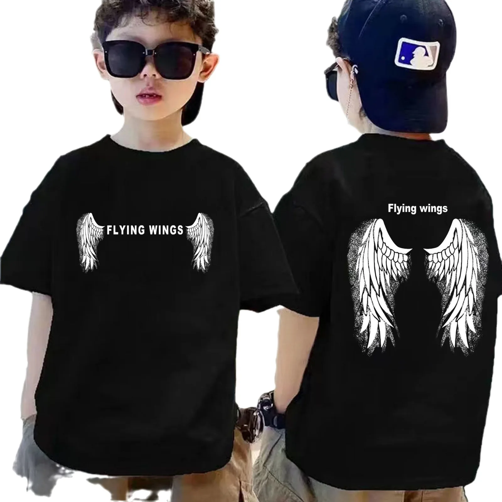 Flying Wings Children's Short sleeve Cotton T-shirt Summer new children's top boys big children's cotton summer summer trend 5