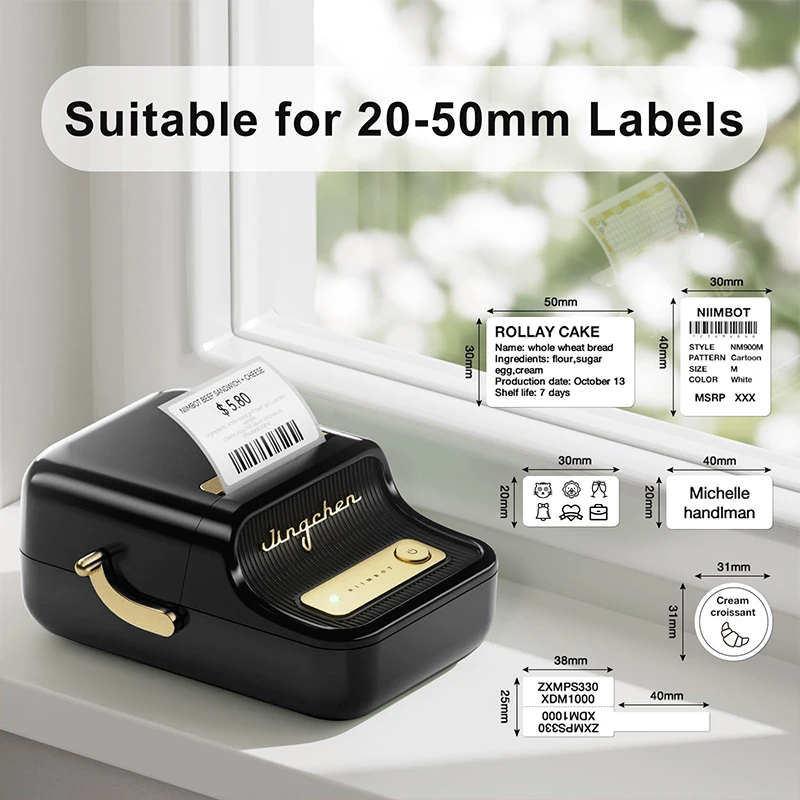 NIIMBOT Stampante Portatile Per Etichette B21 – Wireless, Compatta, Ideale Per Casa E Ufficio, Colore Nero, Alta Definizione Di Stampa