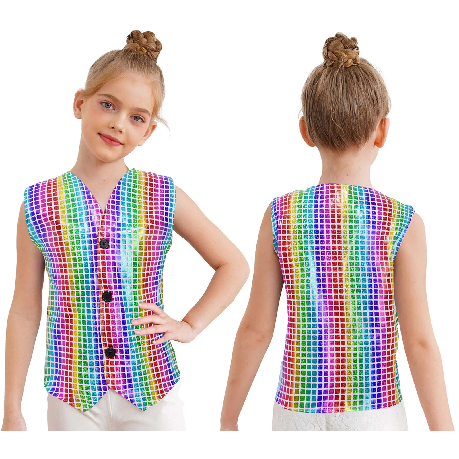 어린이 반짝이 스팽글 조끼 할로윈 카니발 파티 힙합 재즈 댄스 학교 합창단 서커스 마술 공연 의상