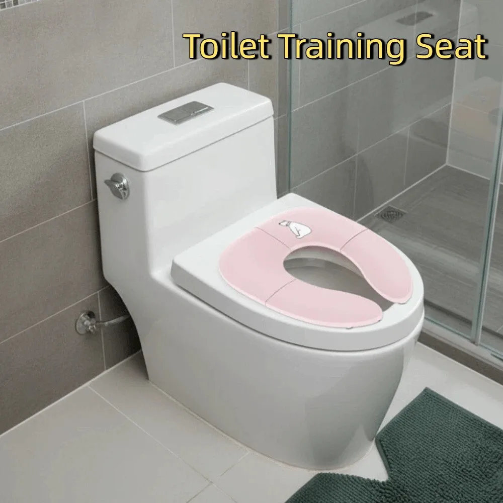 Foldable Baby Travel Toilet Seat Washable Non-Slip Travel Potty Seat Suction Cups Cartoon Baby Potty Mat Public Restrooms