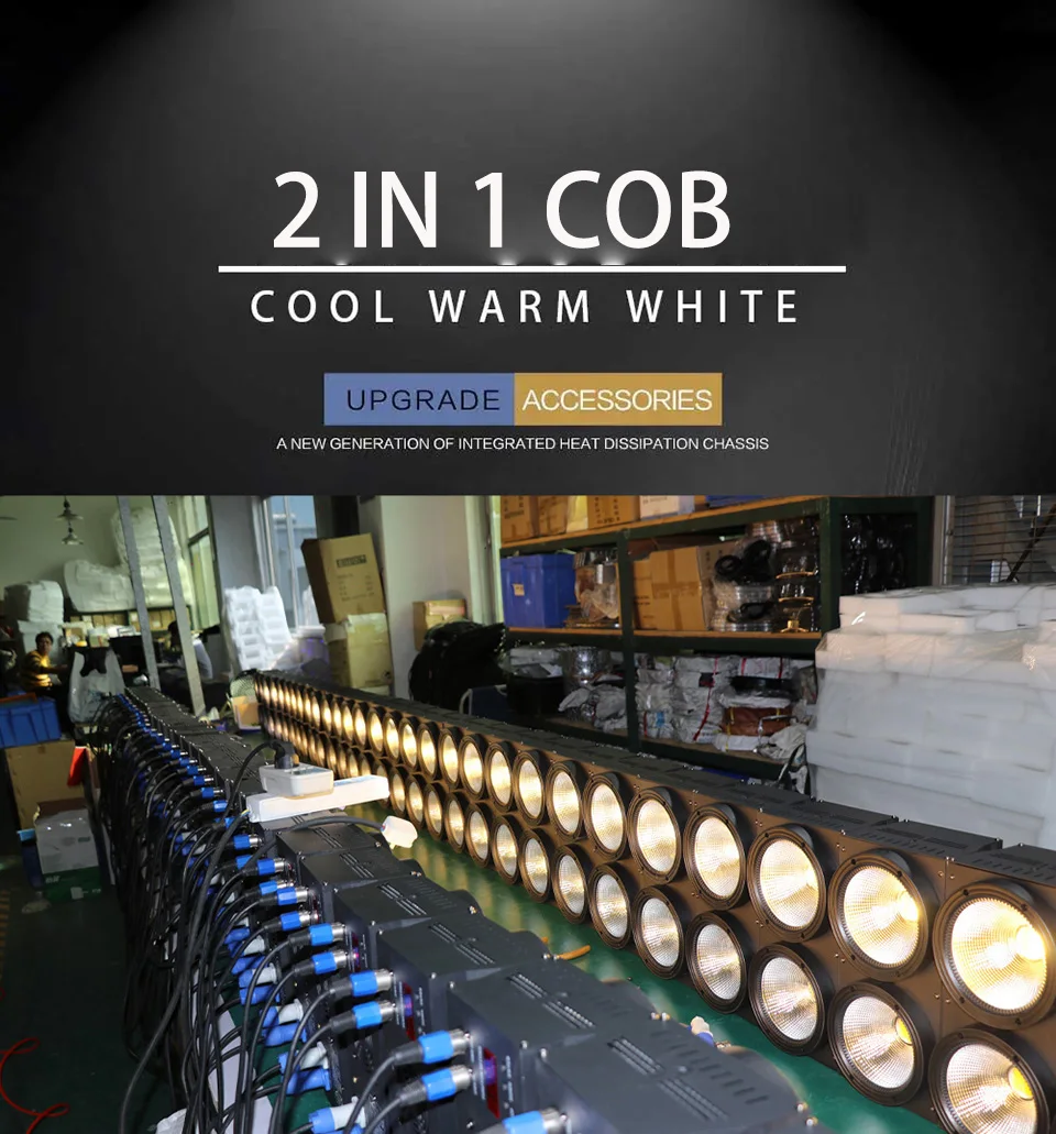 1/4PCS 200W 2eyes COB LED DMX Flood Blinder Christmas Lights Cool Warm White DJ Audience Stage Lighting Disco Wedding Party