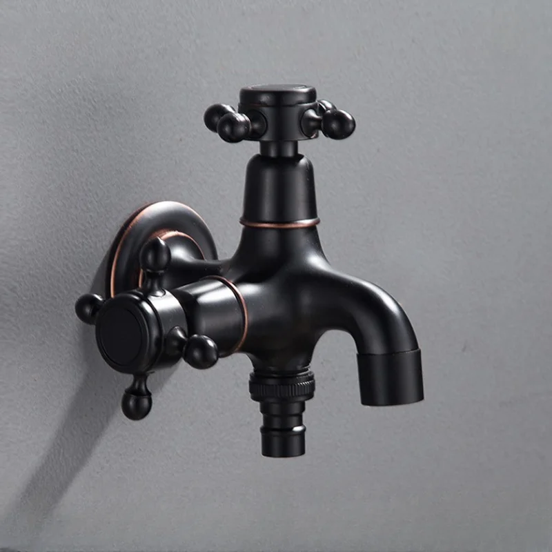 Antique Full Copper Bibcock with Double Outlets For Washing Machines and Mops garden bibcocks,bathroom faucet,washing machine faucet,water tap faucet