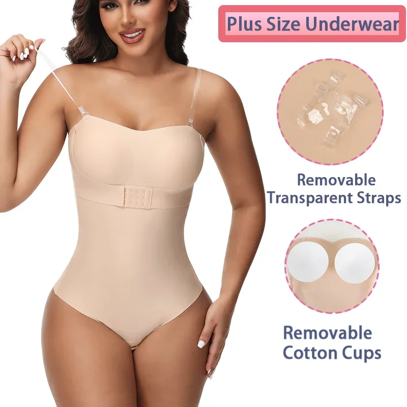 Description Picture 5 of itemS-4XL Removable Strap Bodysuit For Women Tummy Control Shapewear Seamless Sculpt  Front Closure Hipster Sculpt Body Shaper