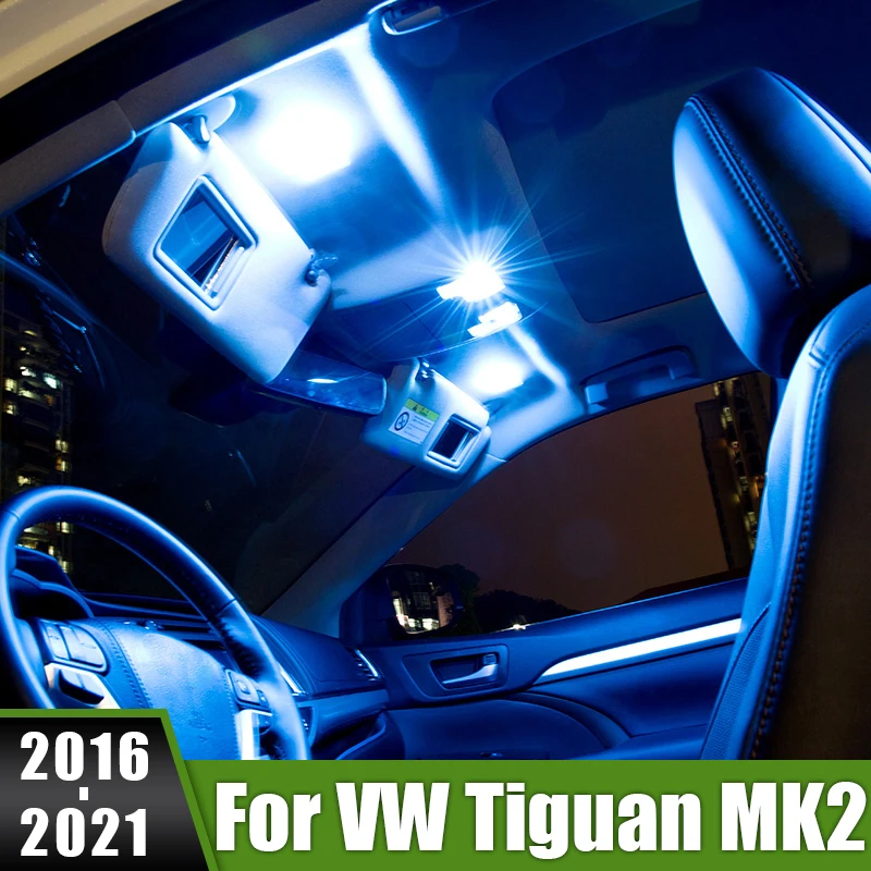 

For Volkswagen VW Tiguan 2 MK2 Allspace 2016 2017 2018 2019 2020 2021 8pcs Car Interior LED Reading Light ​Vanity Mirror Lamps