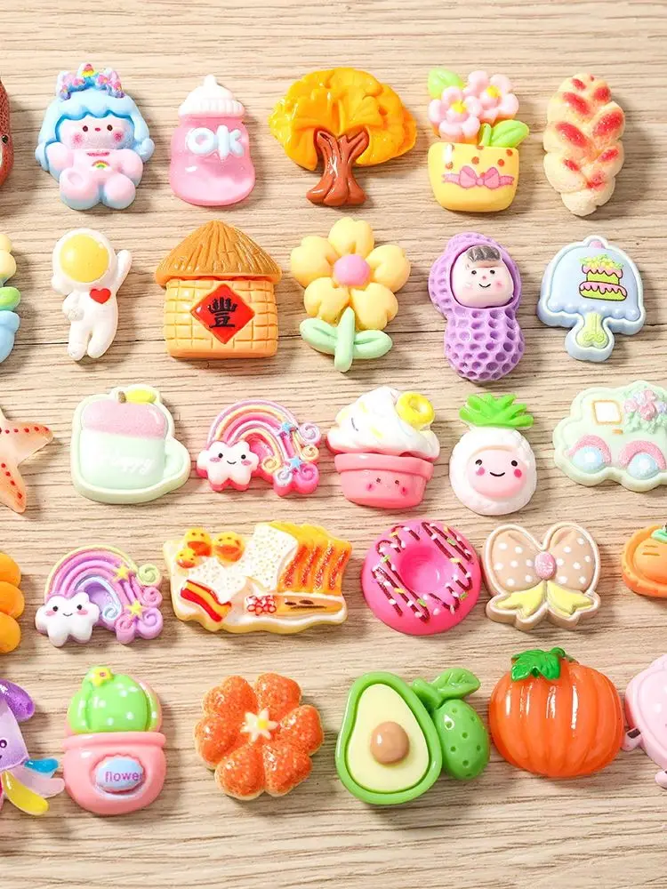 Tusember Mix Charms aus Kunstharz in Bonbonfarben, Tiere, Lebensmittel, Früchte, flache Charms für Ohrringe, Halsketten, Anhänger, DIY-Zubehör. – Detail 1