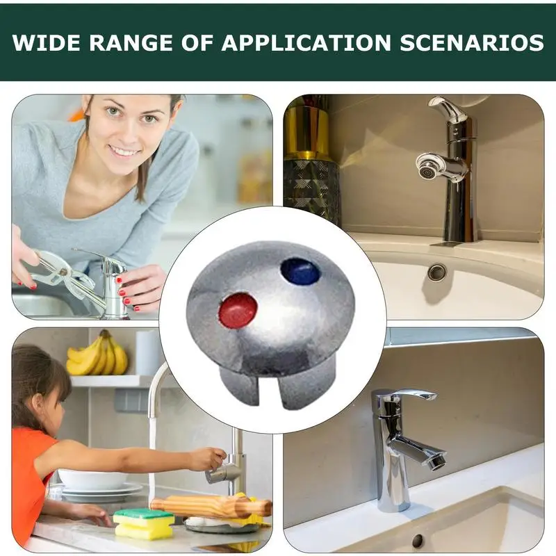 20pcs Hot Cold Faucet Indicator Faucet Handle Accessories Handle Hot Cold Water Sign Red Blue Label Decoration Cover