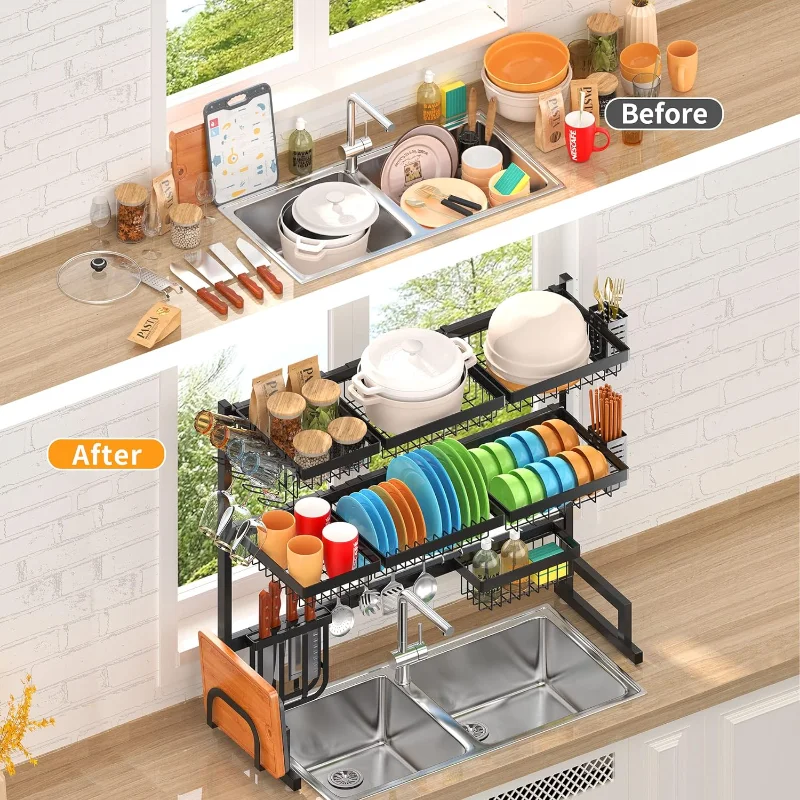1pc Stainless Steel Sink Dish Drying Rack, Adjustable And Space-saving  Multifunctional Kitchen Cutlery Rack, Kitchen Counter Cutlery Drainer, Home  Kit