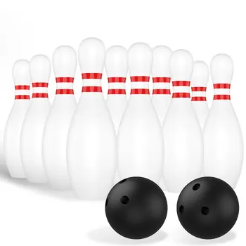 Set da bowling per bambini con 10 perni bianchi classici e 2 palline per bambini, per interni ed esterni, regali di compleanno, Natale per ragazzi e ragazze