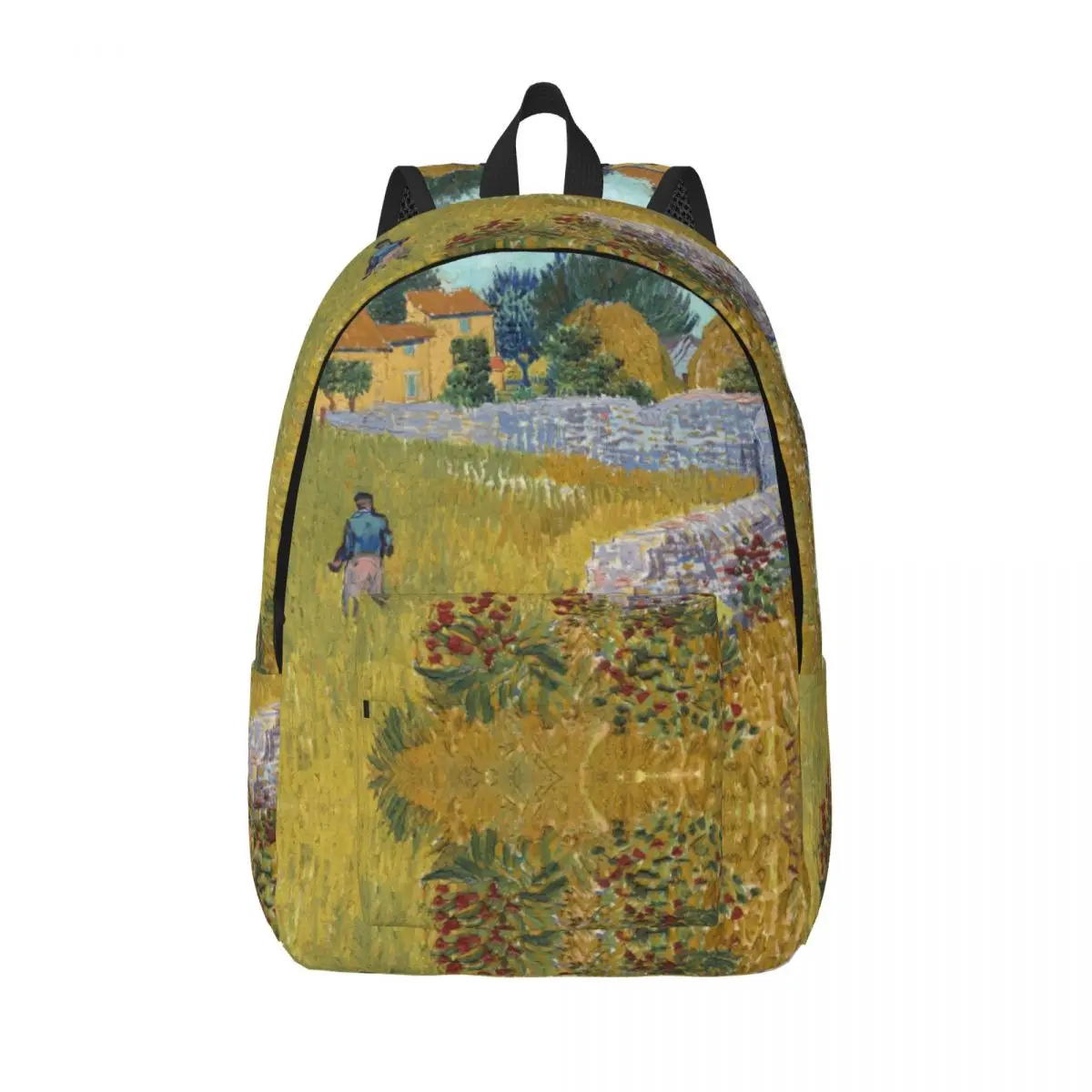

Vincent Van Gogh Farm Wheat Oil Painting Backpack Outdoor High School Business Farmhouse in Provence Daypack for Men Women Bag