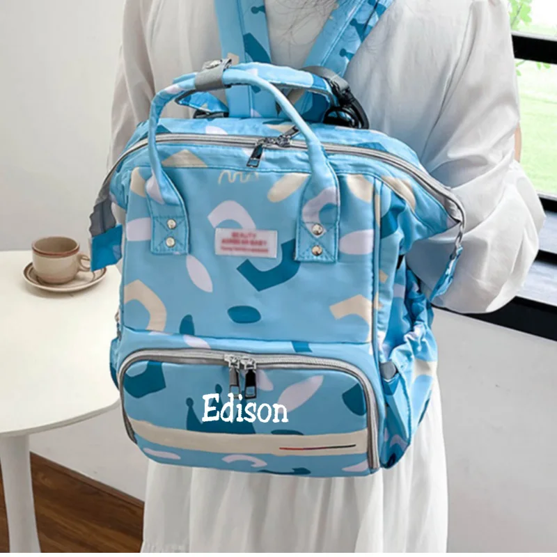 

Mommy Bag, Multifunctional, Large Capacity Women's Oxford Cloth Bag, Personalized Name Backpack, Baby Stroller Bag