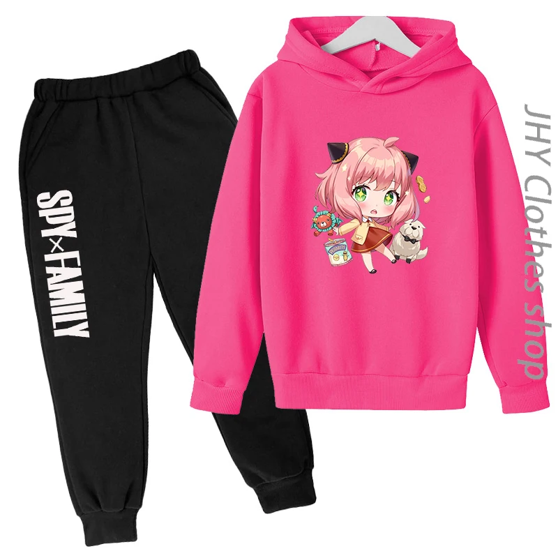

Spy X Family Anya Forger Cute Fun Printed Kids Hoodies Pant Girls Boys Casual Fashion Charming Sweatshirt Baby 3-12 Year Old Set