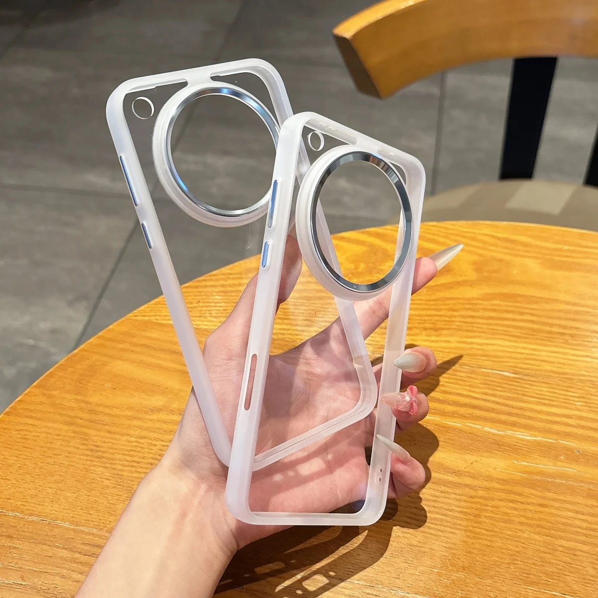 Luxury Transparent Acrylic Phone Case with Metal Lens Protector - Shockproof Cover