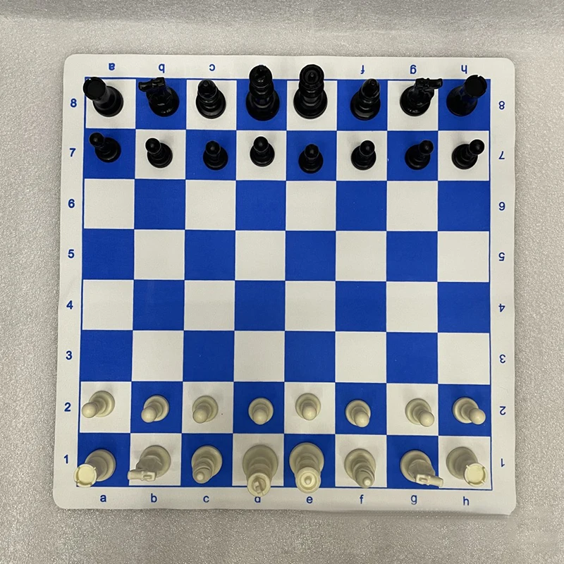 Plastic Chess King Height 95mm Imitation Leather Pu Blue And White Checkerboard About 50cm