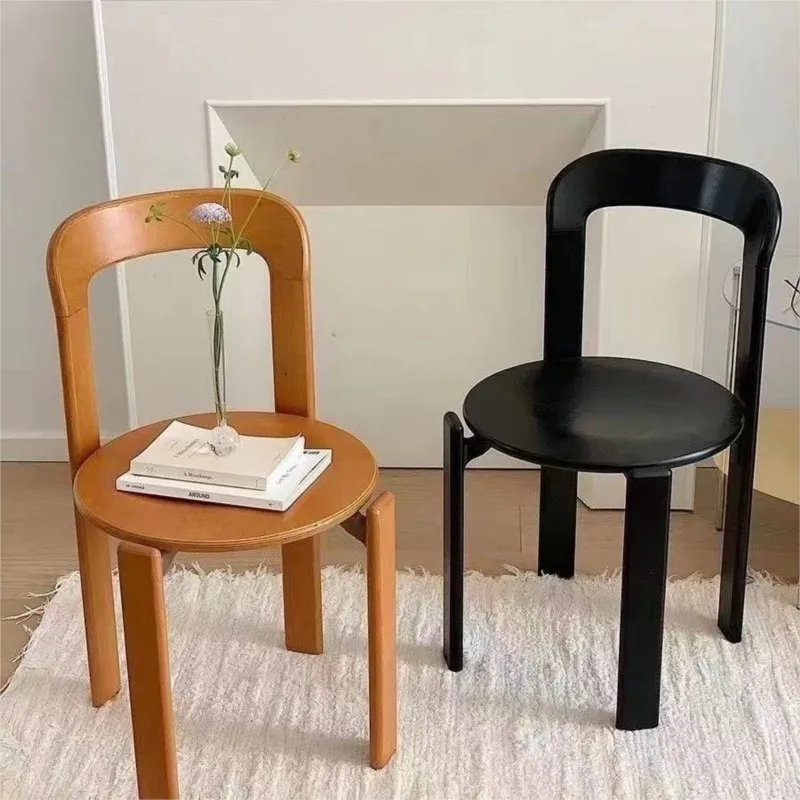 French Retro Dining Chair Design Master's Makeup Backrest Living Room Chair Minimalist Coffee Vintage Solid Wood Furniture