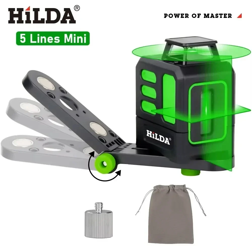 Laser Level HILDA Laser Level 2 lines 5 Lines 360 Automatic Leveling Level Construction Tool Equipment Green Light Cross Laser Good Gift