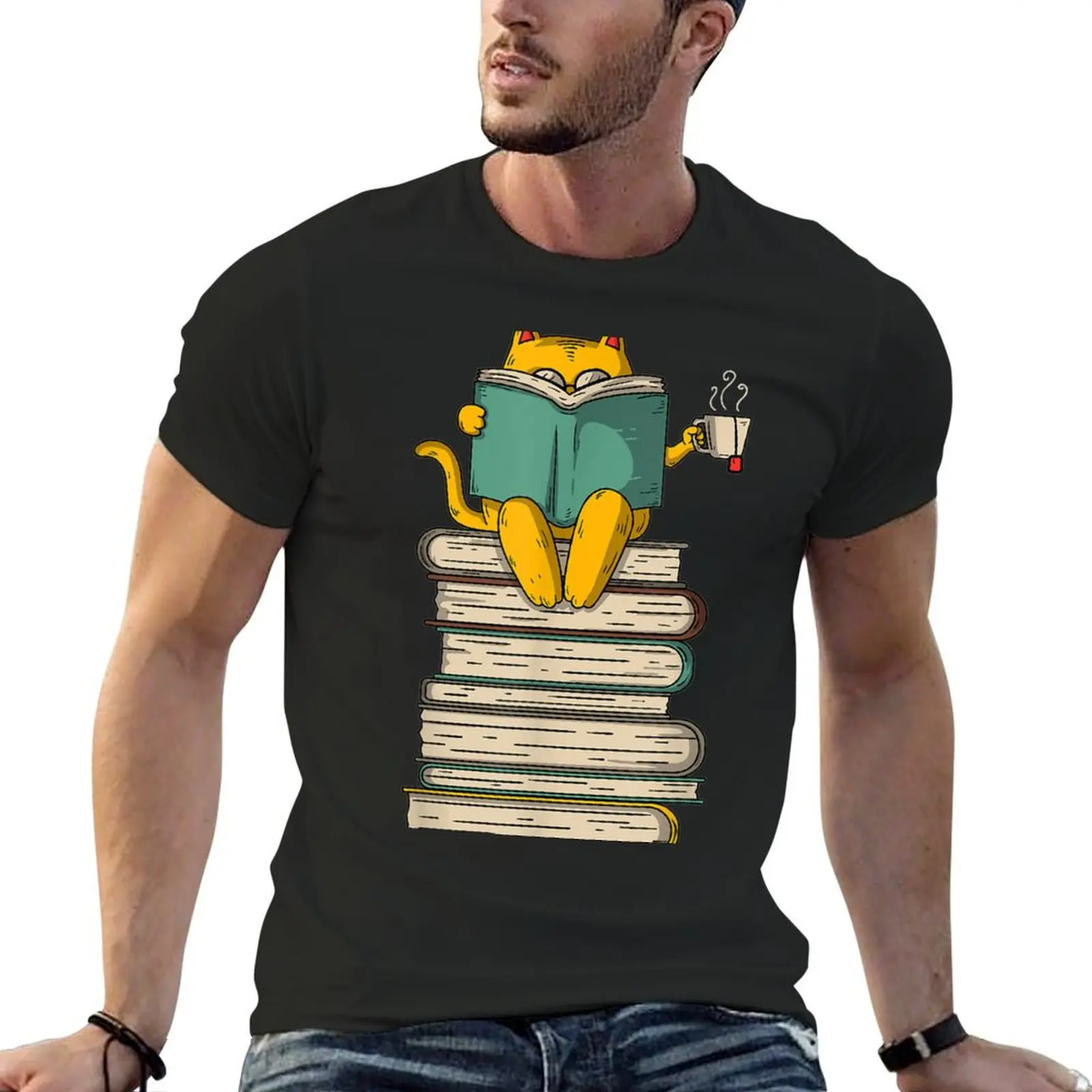 

Reading Cat - Funny Book & Tea Lover Gift T-shirt sublime customs design your own new edition mens t shirts casual stylish