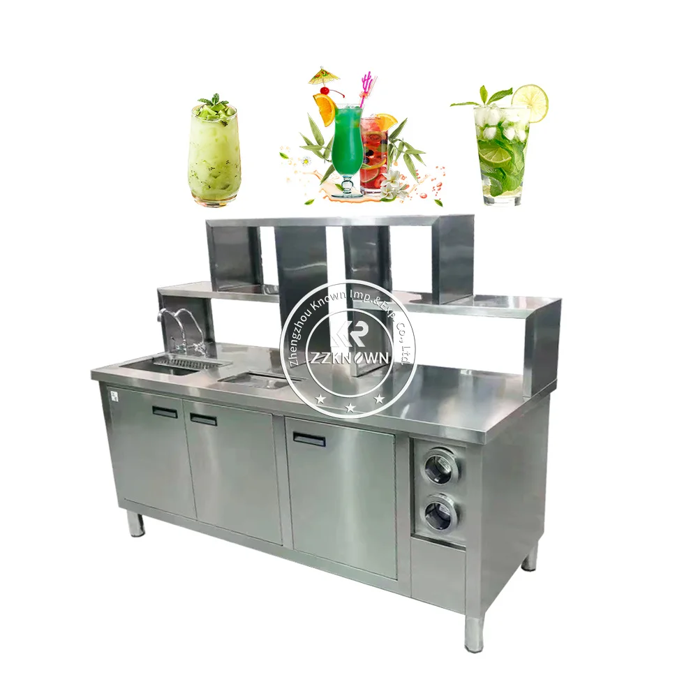 2024 Water Bar Table Milk Tea Shop Equipment Workbench Commercial Refrigerator Beverage Shop Machine Milk Tea Console