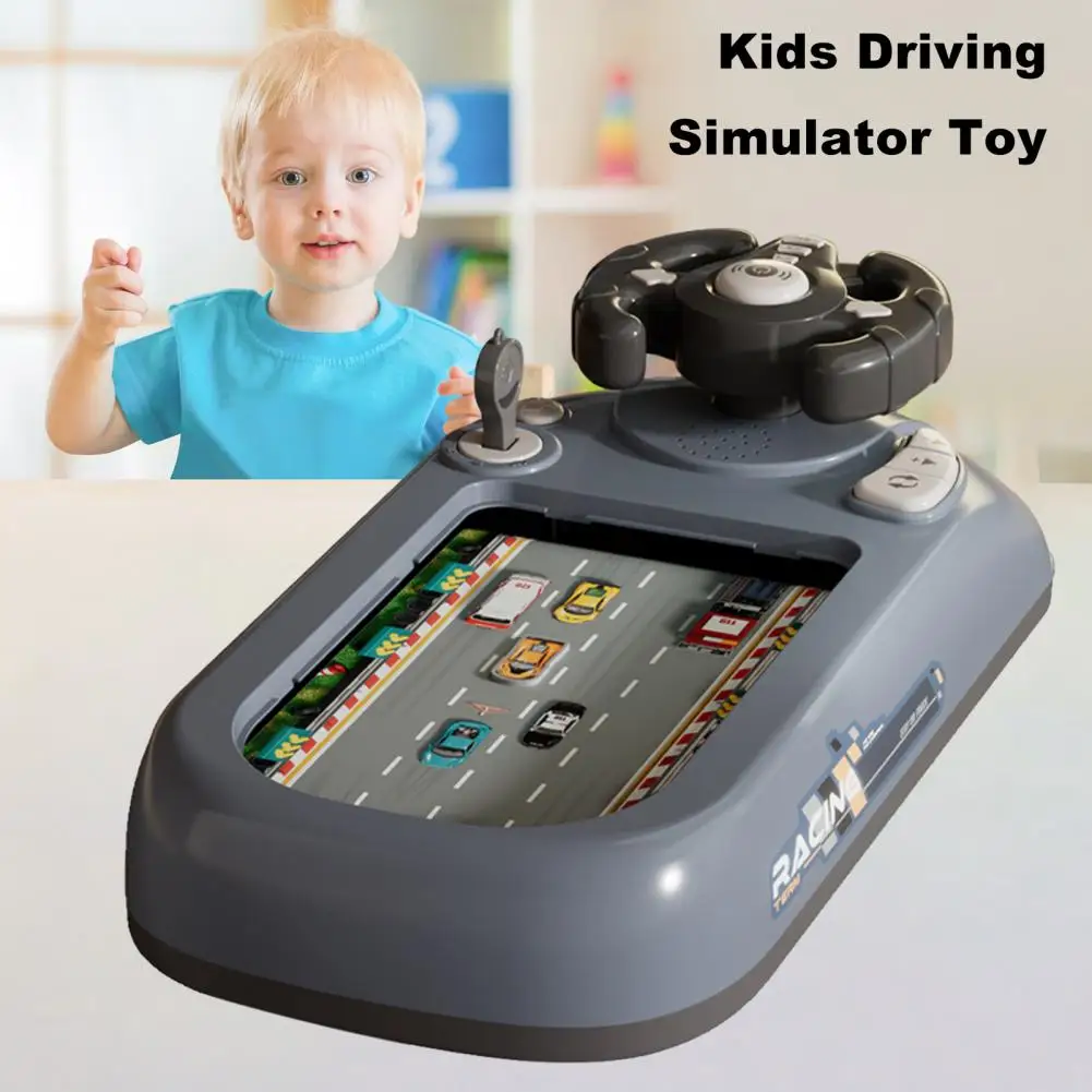 Kids Driving Simulator Toy 200 Levels Adjustable Steering Wheel Toy Toddlers Interactive Pretend Driving Car Racing Board Game