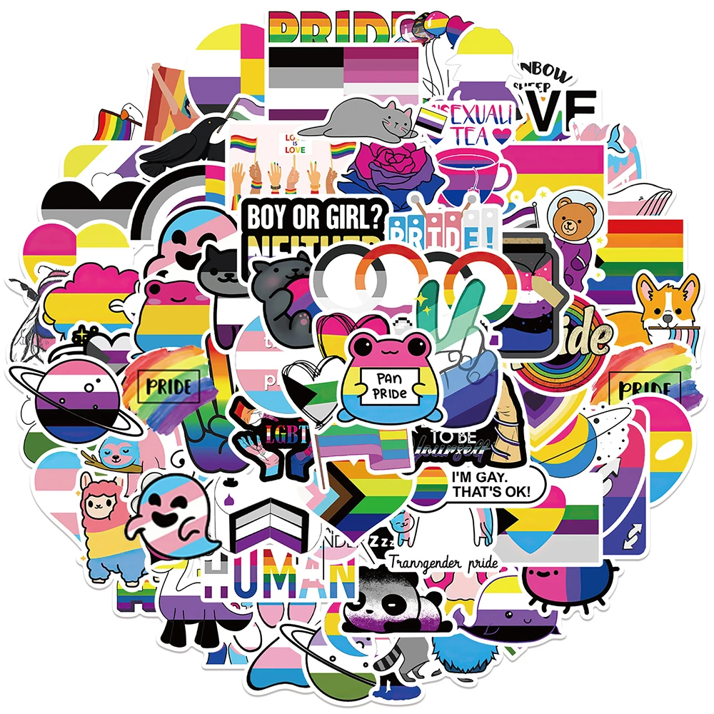 10/30/50/100PCS Mix Nonbinary Pansexual Transgender Bisexual Asexual Pride Stickers LGBT Skateboard Fridge Guitar Sticker Toy