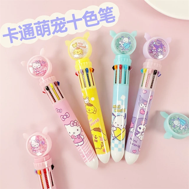 2x Hello Kitty Pens Blue Ink Sanrio Cute 45th Edition Soft Grip Clicker  Pink New
