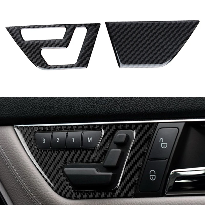 2Pcs Black Carbon Fiber Car Inner Door Panel Cover Trim Fit for