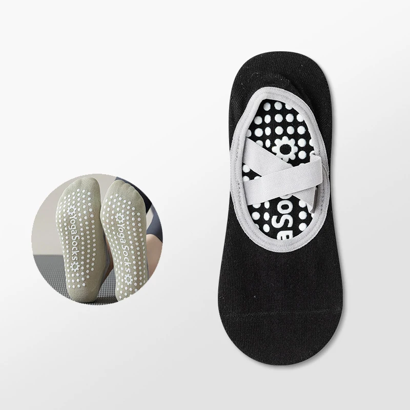 1Pair Professional Women Yoga Socks Silicone Anti-slip Ballet Pilates Socks Women Backless Breathable Bandage Dance Sports Yoga Socks