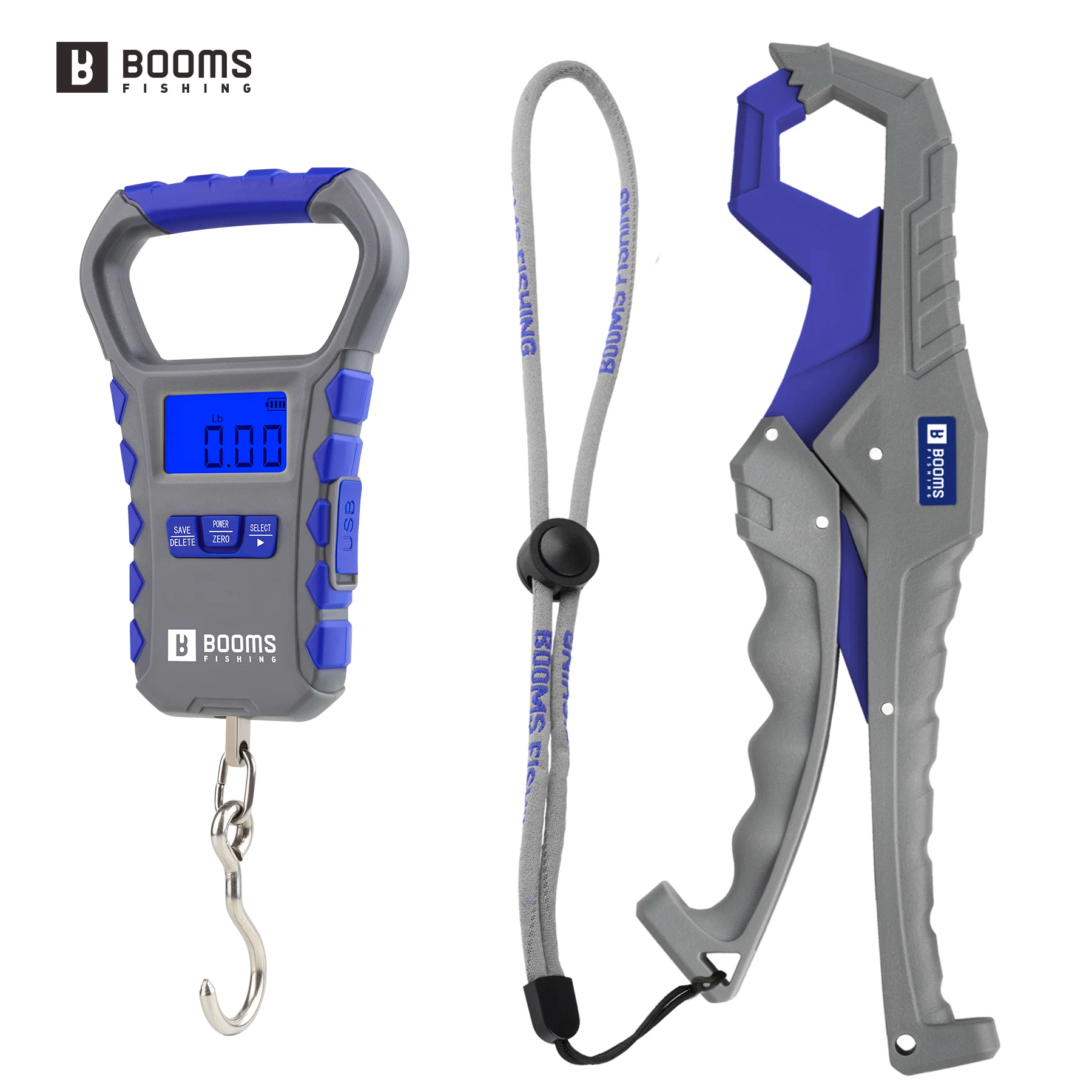 Kit pêche numérique Booms Fishing 30kg avec pince à lèvres - Balance rechargeable LCD et gripper 24cm
