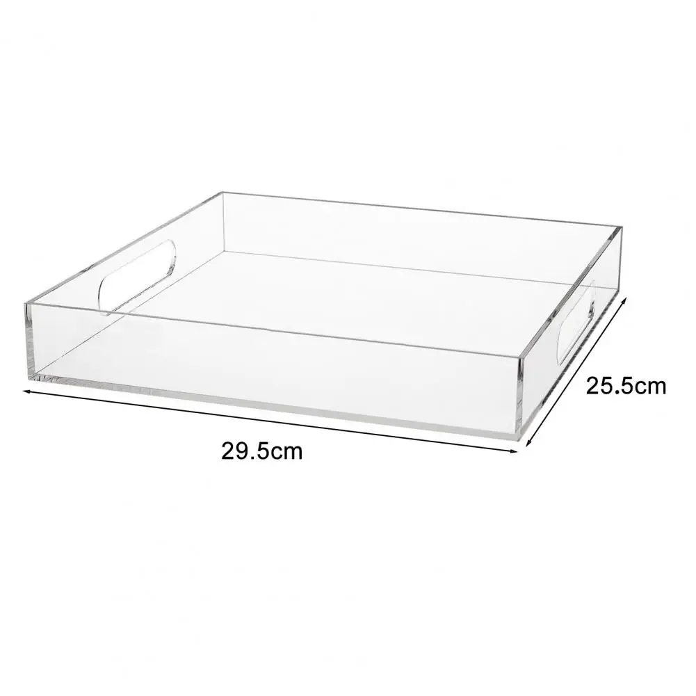 Jewelry Display Tray with Handle Large Capacity Smooth Edge Clear Acrylic Storage Tray Earrings Necklaces Jewelry Plate 6