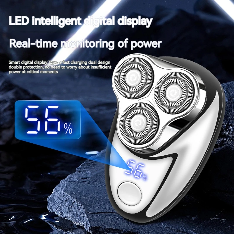 Electric Shaver Mini Electric Shaver for Men Portable Beard Knife TYPE-C Charging Three-Head Shavers Face Body Razor with Digital Power Display