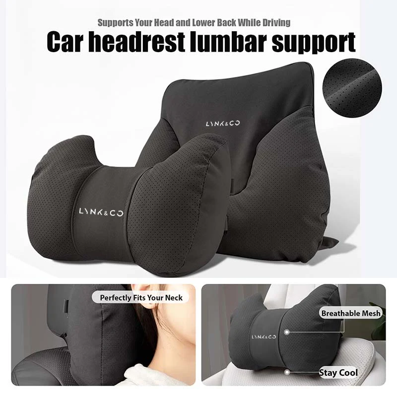 자동차 좌석 요추 등받이 머리 받침대 LYNK&CO 01 02 03+ 05 06 09 PHEV 09 MHEV용 부드러운 목 베개 쿠션