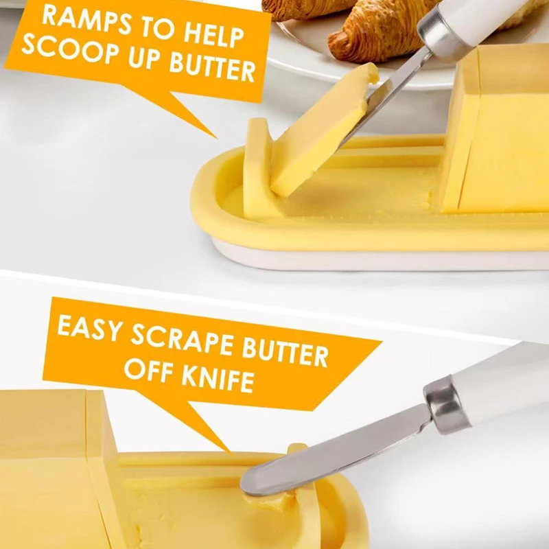 Butter Box with Knife, Butter Storage Box, Box Container with Easy Cleaning Design, Perfect Kitchen Gift for Lover