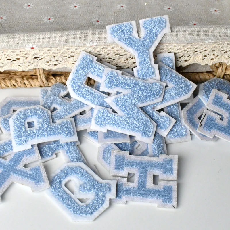 A-Z 5cm Chenille Letter Patches Felt Applique Personalized Phrase Embroidery DIY Craft Clothing Accessories 6 colors chenille sticker patch rhinestone letter patches