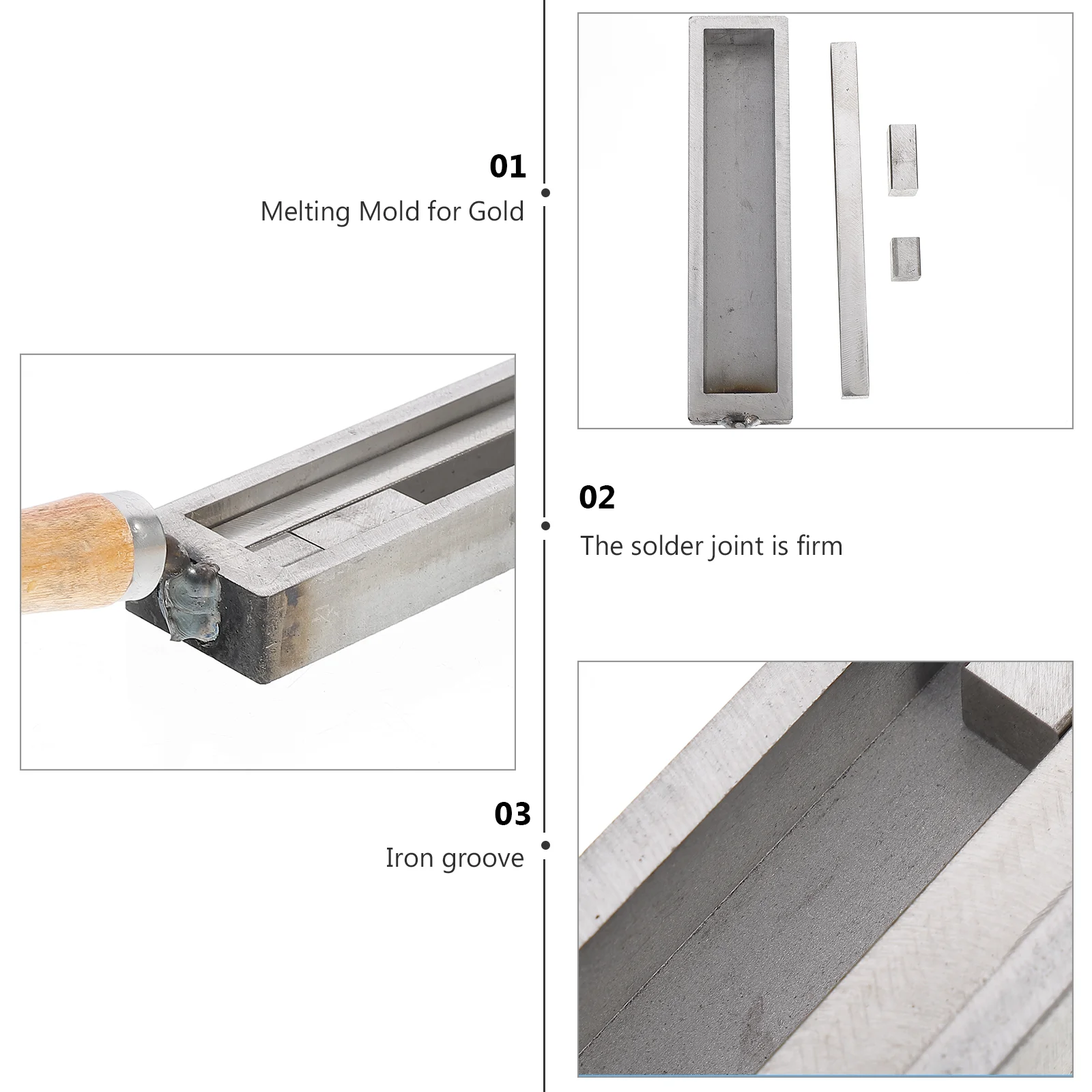 Oil Tank Silver Melting Slot Gold Jewelry Tools Metal Mould Refining Iron Wood Mold for Kit