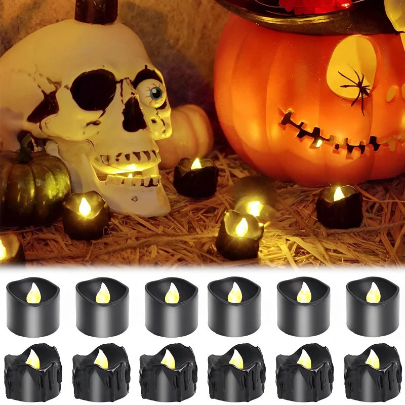 

6/1PCS Creative Flameless Halloween LED Candles Tea Light Tearful Electronic Simulation Candle Light Desktop Ornament for Home