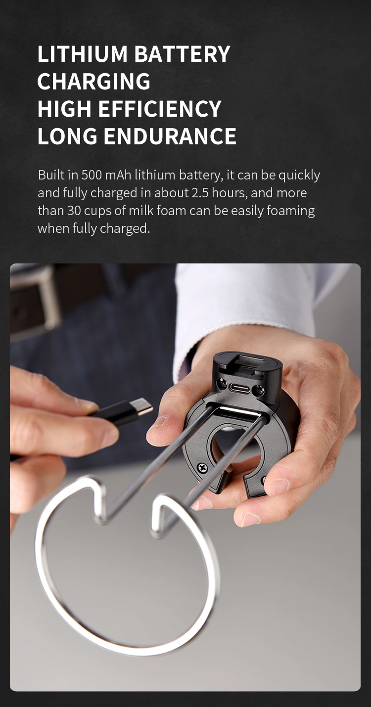 Description Picture 5 of itemWireless Electric Milk Frother Whisk Egg Beater USB Rechargeable Handheld Coffee Blender Milk Shaker Mixer Foamer Food Blender