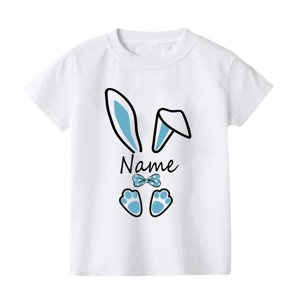 Personalized Kids Easter Shirt Custom Name Child Bunny T-Shirt Boys Girls Clothes Easter Party Brothers and Sisters Shirts 4