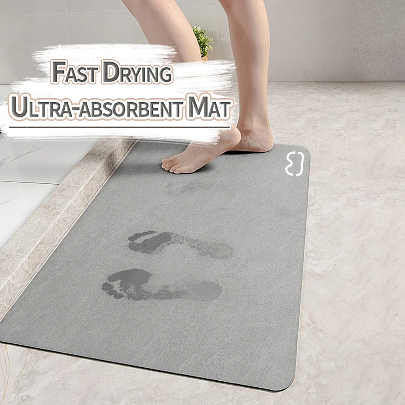 1pc Water Absorbent Silicone Diatom Mud Floor Mat With Tie-dye Pattern,  Suitable For Bathroom, Kitchen, Living Room