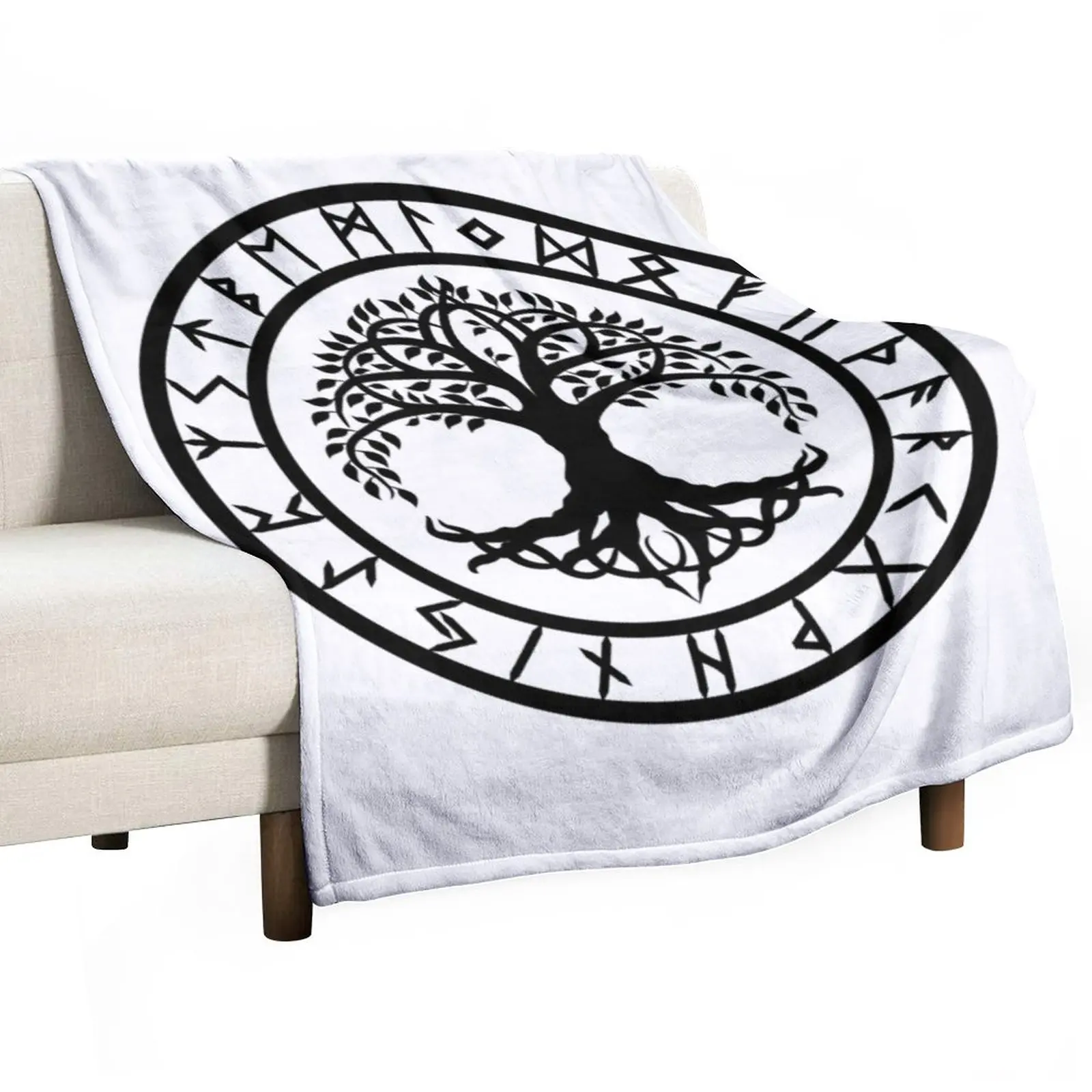 

Yggdrasil /// Rune Circle (Variant I) Throw Blanket Fluffy Shaggy Decorative Sofa For Decorative Sofa Blankets For Baby Blankets