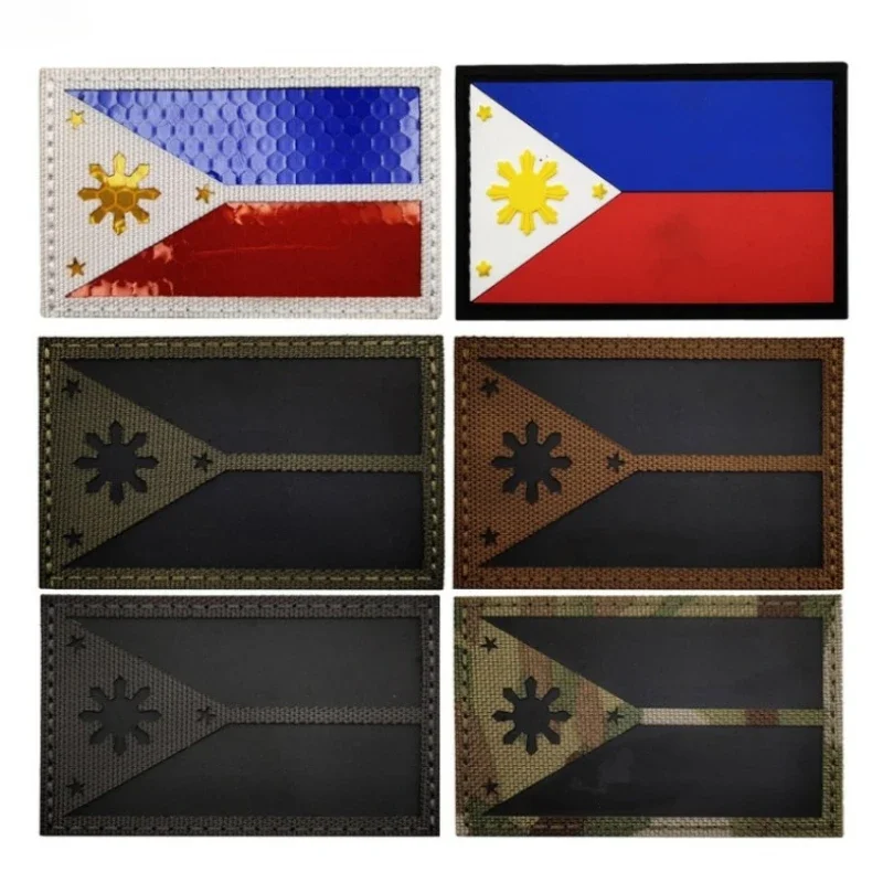 

3D PVC Philippines Flag Patches Infrared IR Reflective Armband Tactical Military Morale Badge Appliqued for Clothes and Backpack