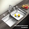 ASRAS Handmade Brushed SUS 304 Stainless Steel Kitchen Sink 4mm Thickness Undermount Installation Single Large Size Kitchen Sink 4
