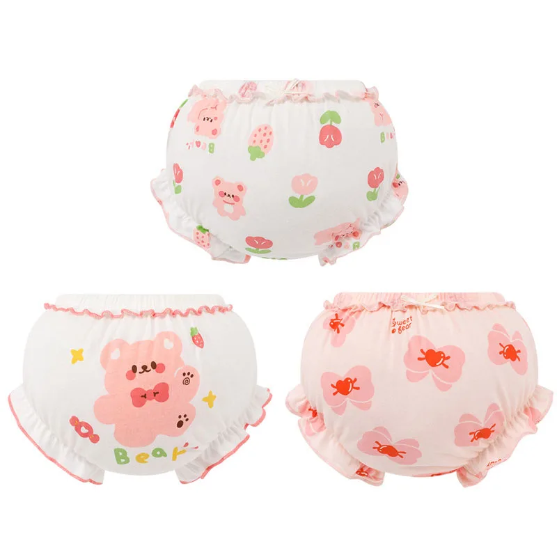 Baby Cotton Panties 3 Piece/Lot 100%Cotton Kids Girl Infant Newborn Fashion Wear Outside Shorts Bow Underpants Soft Briefs