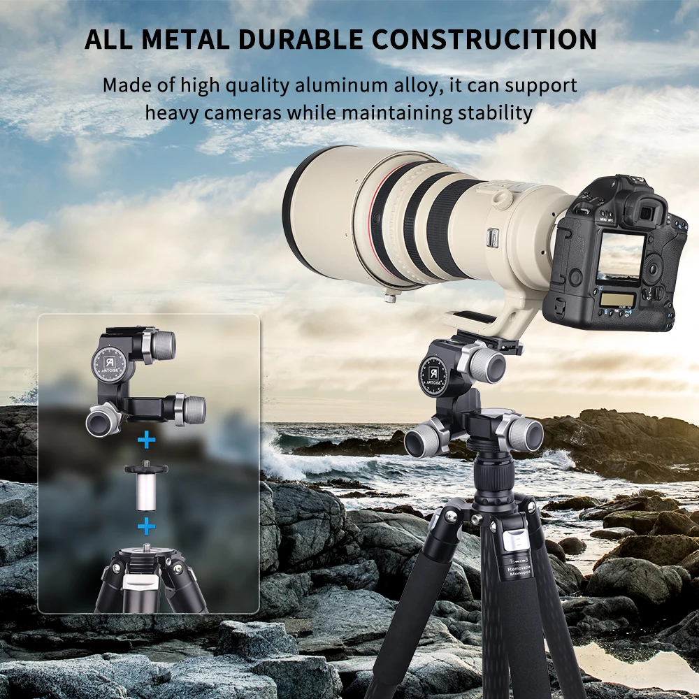 Professional Geared Tripod Head for Precise Photography Adjustment with Arca Swiss Panoramic Pan for DSLR Camera Max Load 6kg tripod ball head