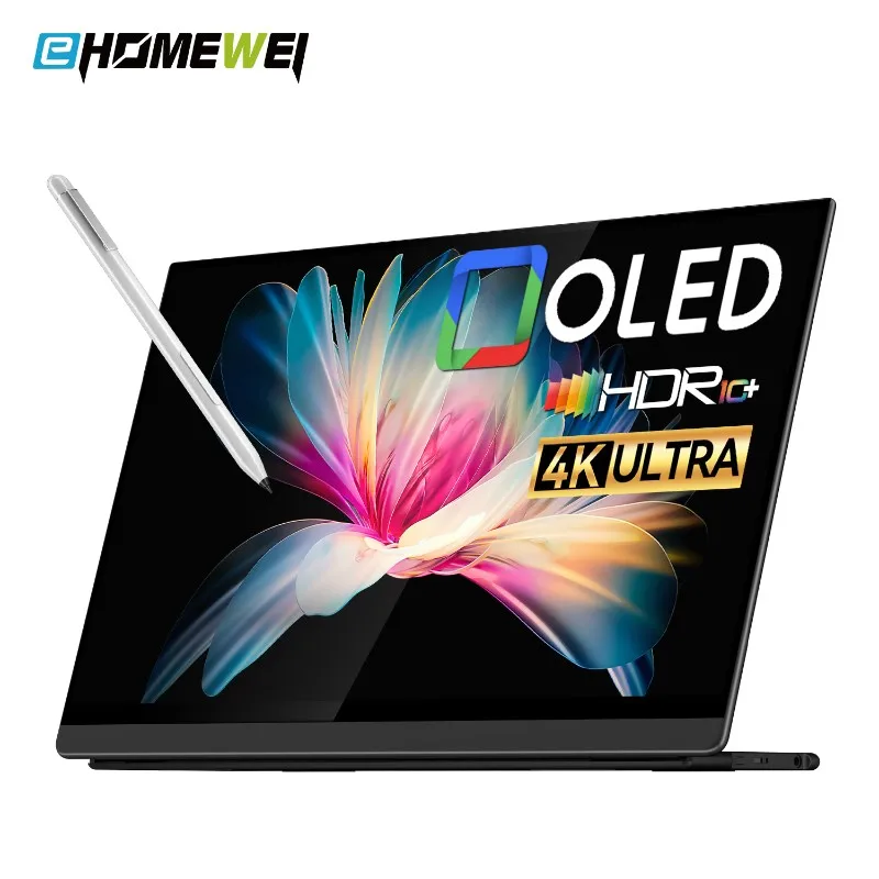 Ehomewei Monitor Portatile Oled Air Seires 13.3 "4K 60Hz 100% Dci-P3 G-Sensor Touch Monitor Per Pc Portatile Ps5 Xbox