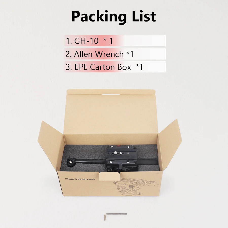 GH-10 Fluid Video Head, with 1/4" and 3/8" Screws Sliding Plate Maxload 10kg fo