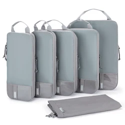 Compression Packing Cubes - Lightweight Durable Luggage Organizer Bags (Grey 6pcs)